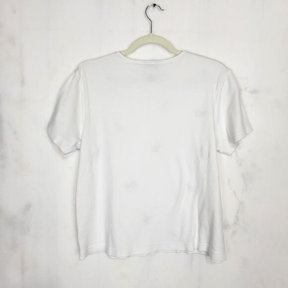 Vintage Quacker Factory Cherry Embroidered White Short Sleeve Tee - Picture 3 of 5